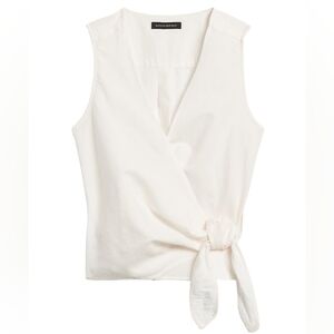 NWT Banana Republic Off White Linen-Cotton Wrap Top Size S
